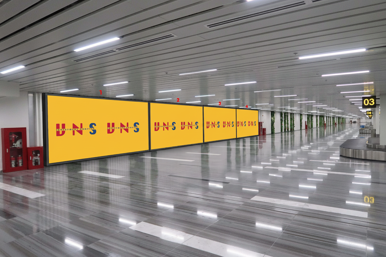 4 hộp đèn khu vực cách ly ga đến, băng chuyền chở lấy hành lý